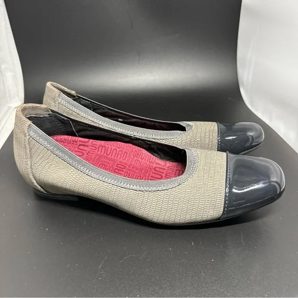 Women's Munro Danielle II Grey Lizard Print Nubuck/Patent Size 8 - Picture 3 of 6